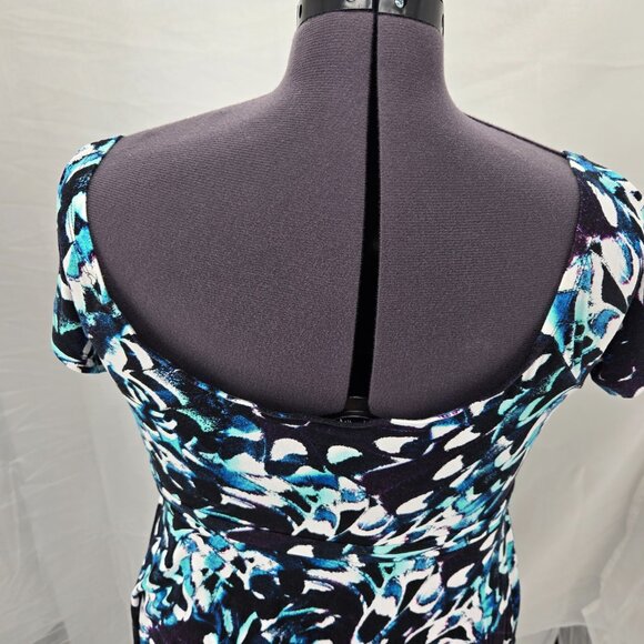 630-12 Torrid Super Soft Knit Floral Babydoll Blue Off Shoulder Top Size 1 (14/1 - Picture 9 of 14